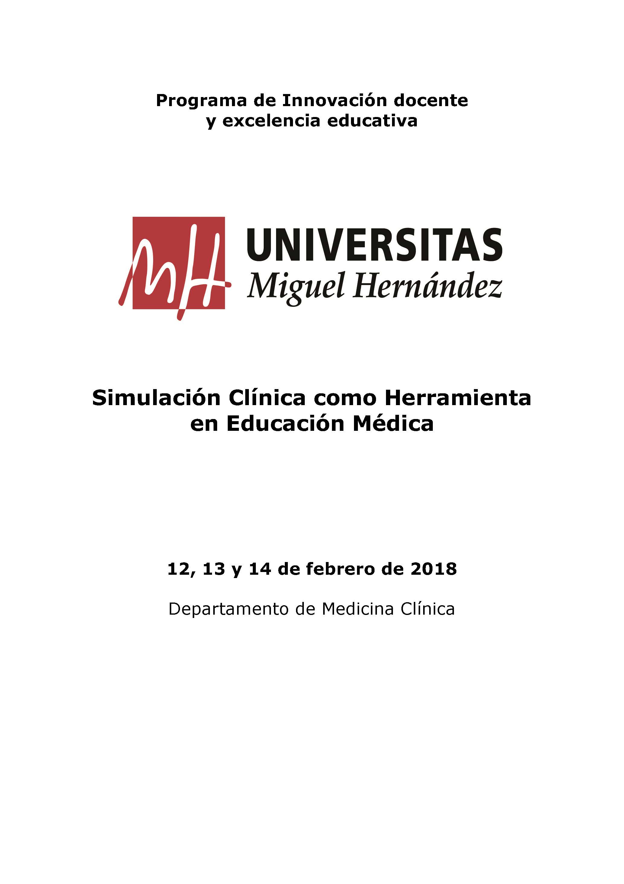 Cartel Curso simulación clínica UMH como herramienta en educación médica