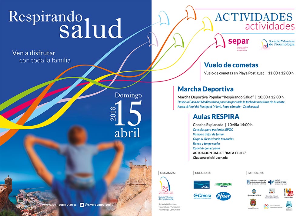 El folleto de la Jornada Respirando Salud Alicante promovido por Luis Hernández Blasco de la UMH contó con numerosas actividades lúdicas